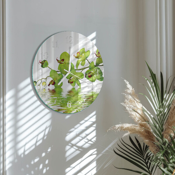 Ronde glazen klok Orchidee