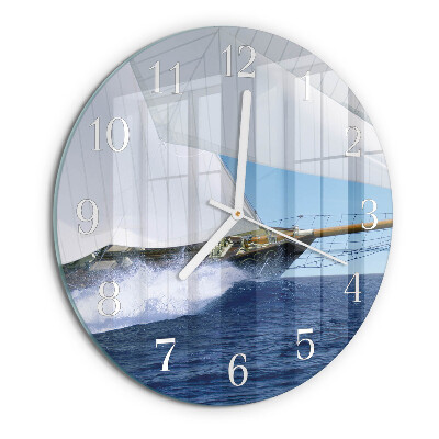 Ronde glazen klok Zeilboot