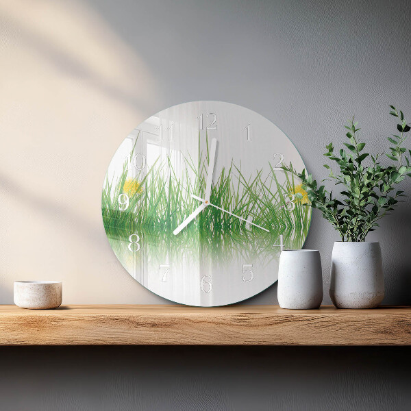 Ronde glazen klok Gras