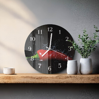 Ronde glazen klok Chilipepers