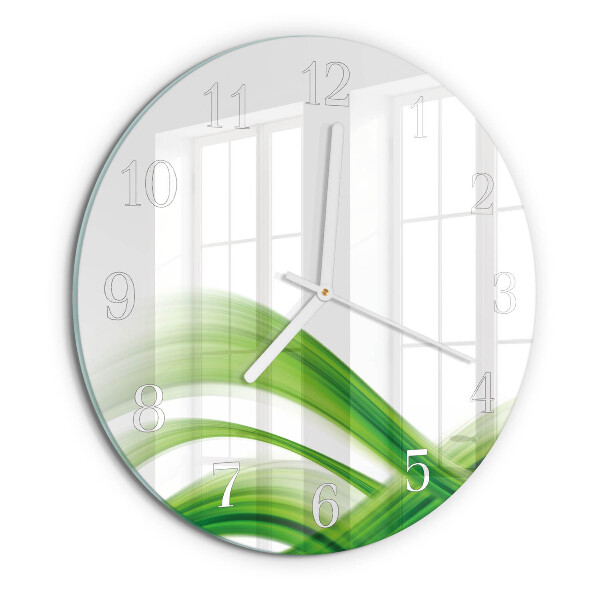 Ronde glazen klok Abstracte golf