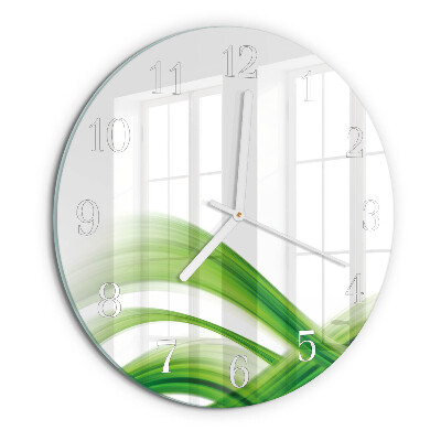 Ronde glazen klok Abstracte golf