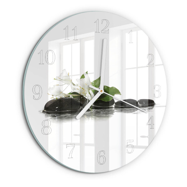Ronde glazen klok Zen-stenen