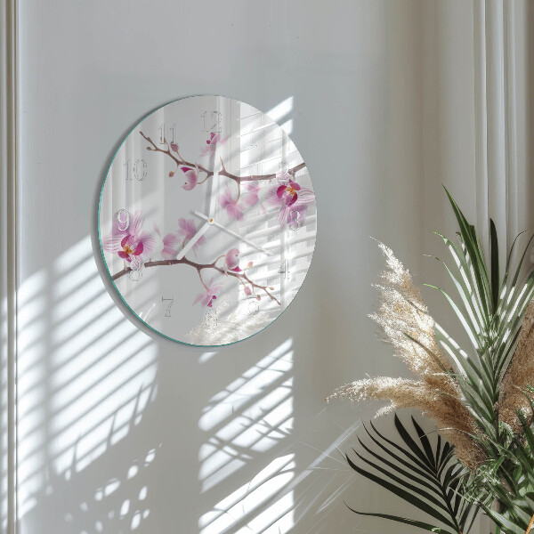 Ronde glazen klok Orchidee
