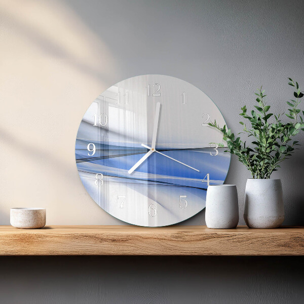 Ronde glazen klok Abstracte lijnen