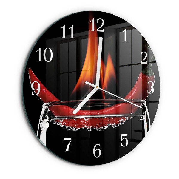 Ronde glazen klok Chili Fire