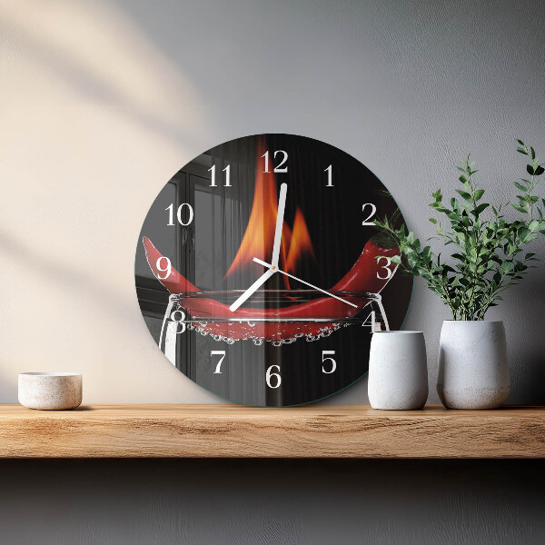 Ronde glazen klok Chili Fire