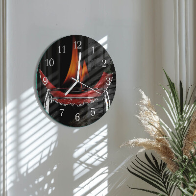 Ronde glazen klok Chili Fire