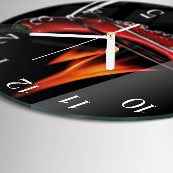 Ronde glazen klok Chili Fire