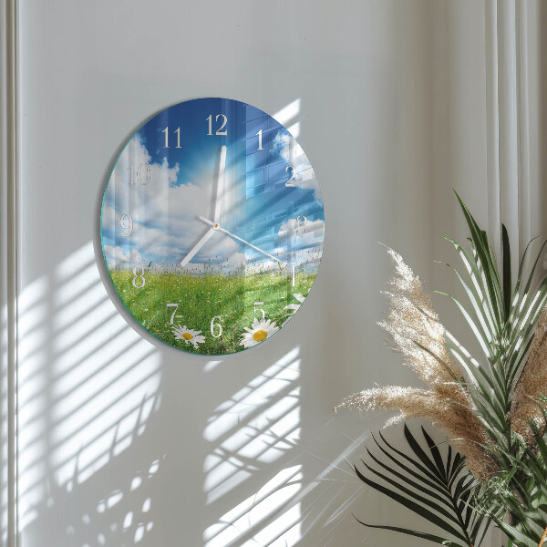 Ronde glazen klok Weidebloemen