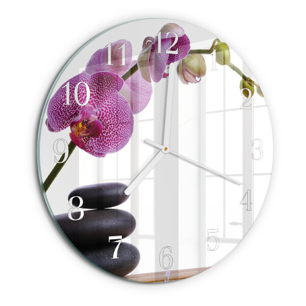 Ronde glazen klok Orchidee