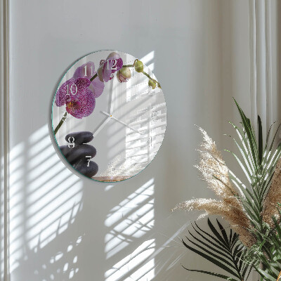 Ronde glazen klok Orchidee