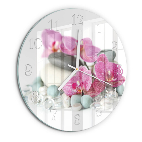 Ronde glazen klok Orchideeën