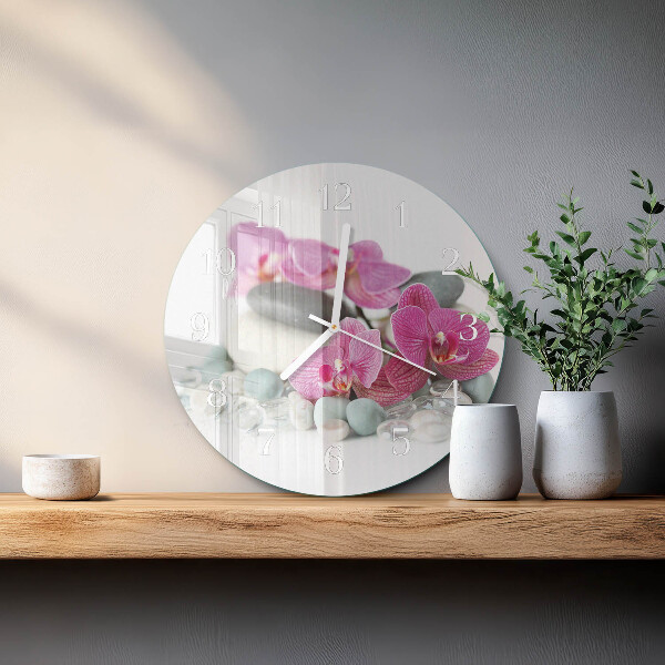 Ronde glazen klok Orchideeën