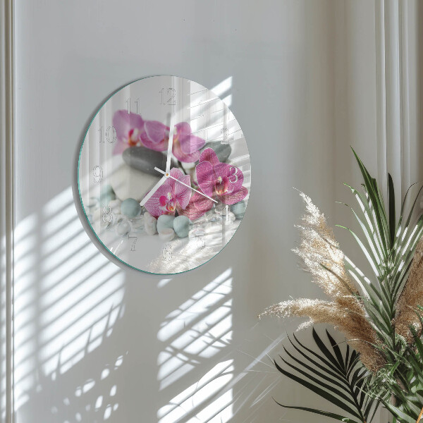 Ronde glazen klok Orchideeën