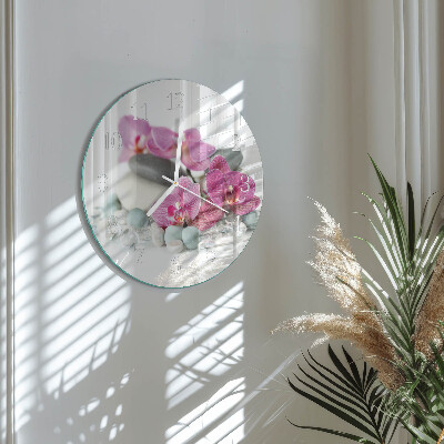 Ronde glazen klok Orchideeën