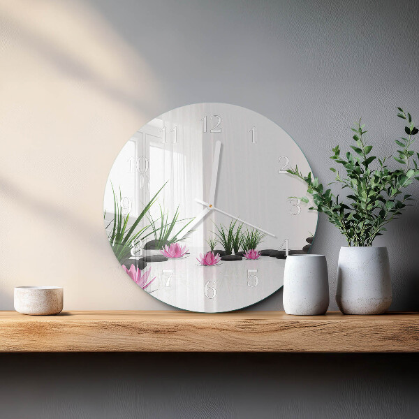 Ronde glazen klok Lotusbloem