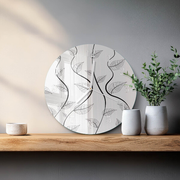 Ronde glazen klok De kunst van de bladeren