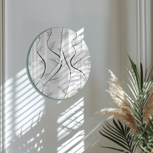Ronde glazen klok De kunst van de bladeren