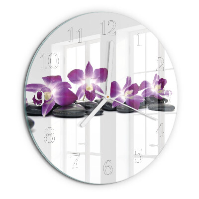 Ronde glazen klok Orchidee