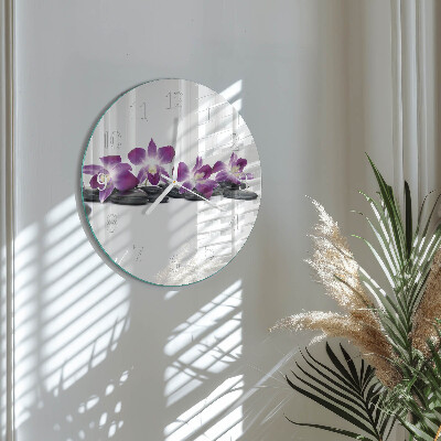 Ronde glazen klok Orchidee