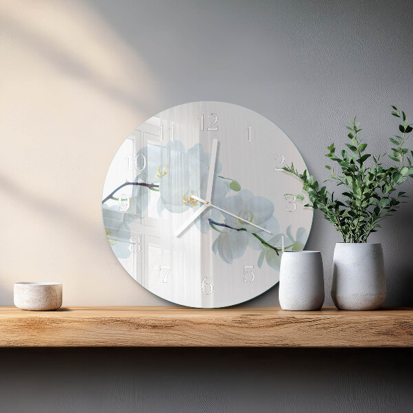 Ronde glazen klok Orchidee