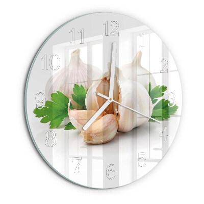 Ronde glazen klok Knoflook
