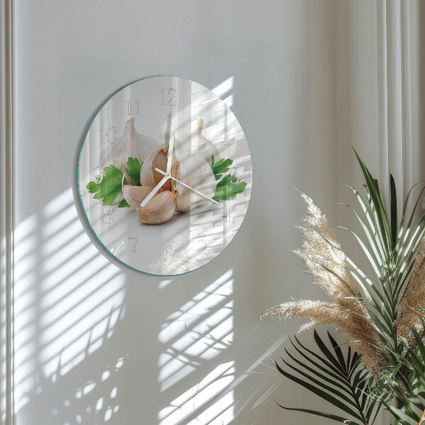 Ronde glazen klok Knoflook