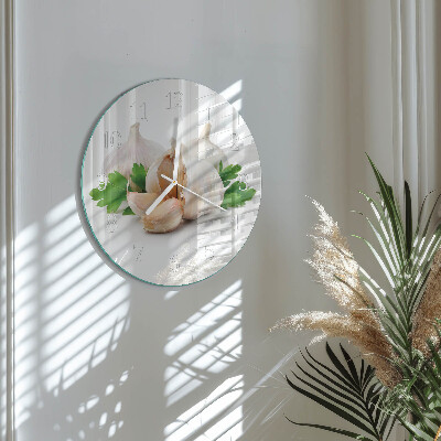 Ronde glazen klok Knoflook
