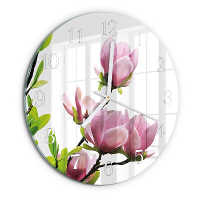 Ronde glazen klok Magnolia bloem