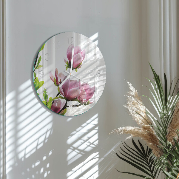 Ronde glazen klok Magnolia bloem