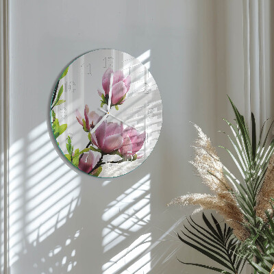 Ronde glazen klok Magnolia bloem