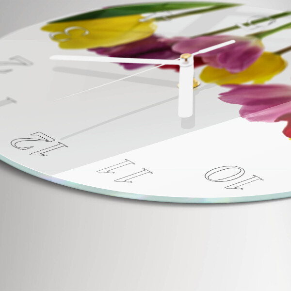 Ronde glazen klok Kleurrijke tulpen
