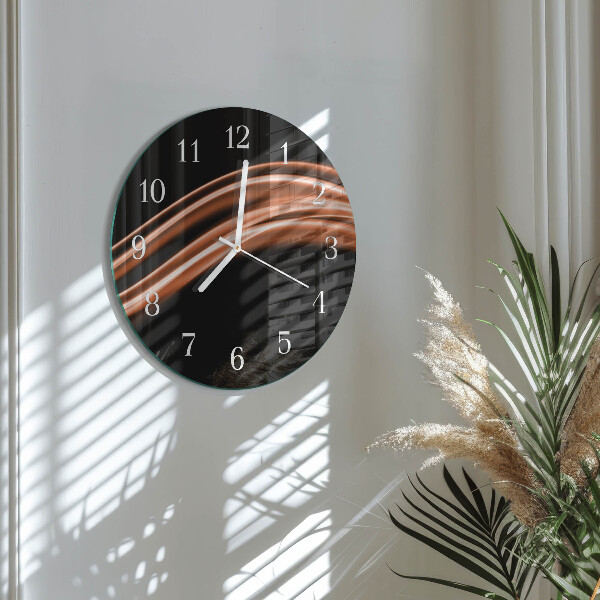 Ronde glazen klok Abstracte lijnen