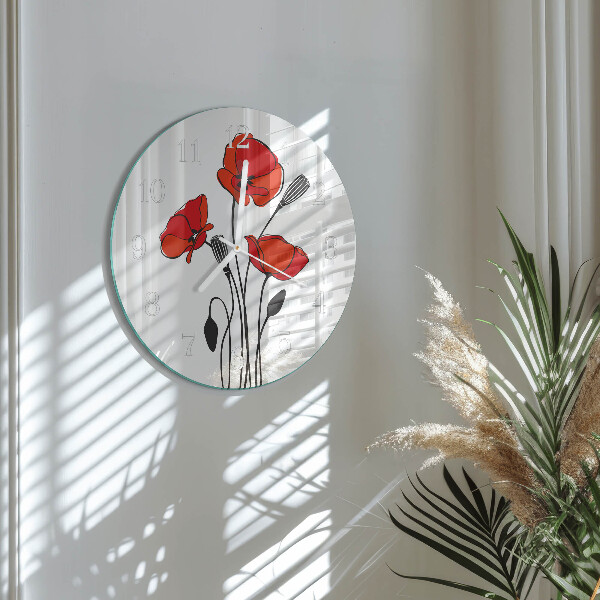 Ronde glazen klok Papaver