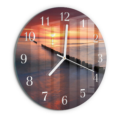 Ronde glazen klok Zon van de Zee