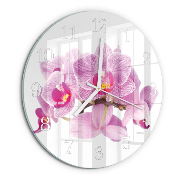 Ronde glazen klok Orchideeën