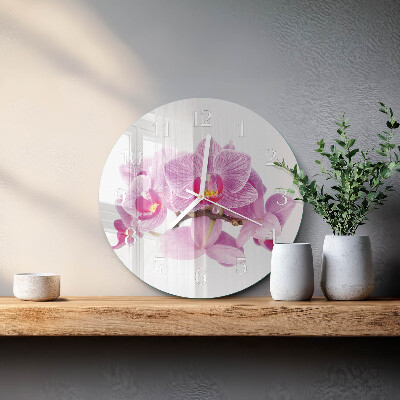 Ronde glazen klok Orchideeën