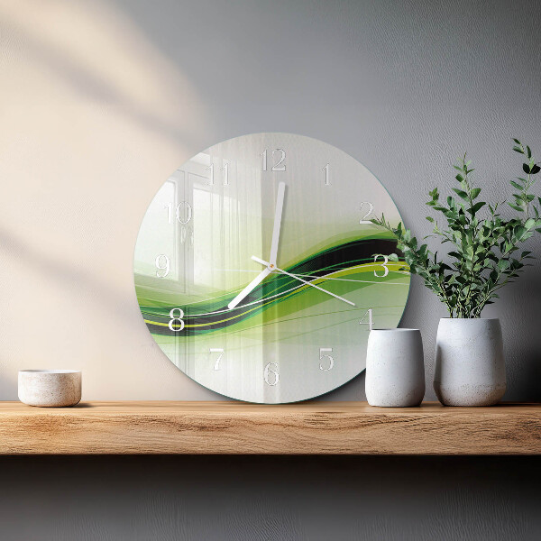 Ronde glazen klok Abstracte lijnen