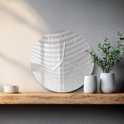 Ronde glazen klok Abstracte lijnen