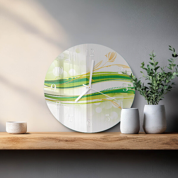 Ronde glazen klok Abstracte lijnen