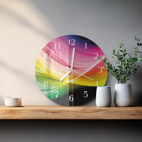Ronde glazen klok Abstracte lijnen