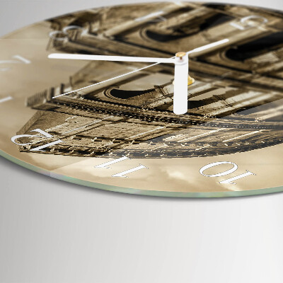 Ronde glazen klok Sepia Colosseum