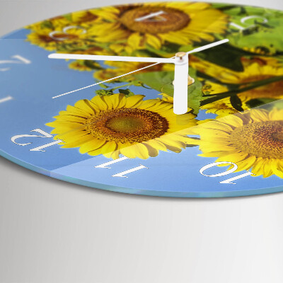 Ronde glazen klok Zonnebloemen