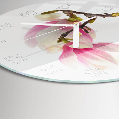 Ronde glazen klok Magnolia bloem