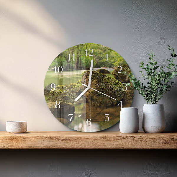 Ronde glazen klok Landschapsrivier
