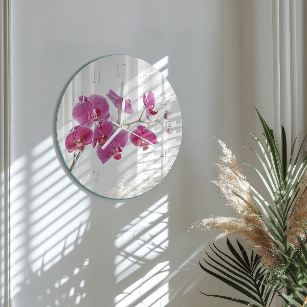 Ronde glazen klok Orchidee