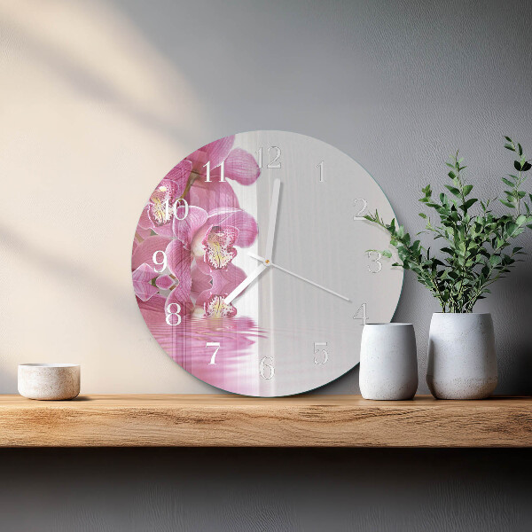 Ronde glazen klok Orchidee