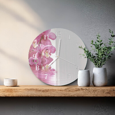 Ronde glazen klok Orchidee