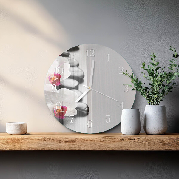 Ronde glazen klok Orchideeënstenen